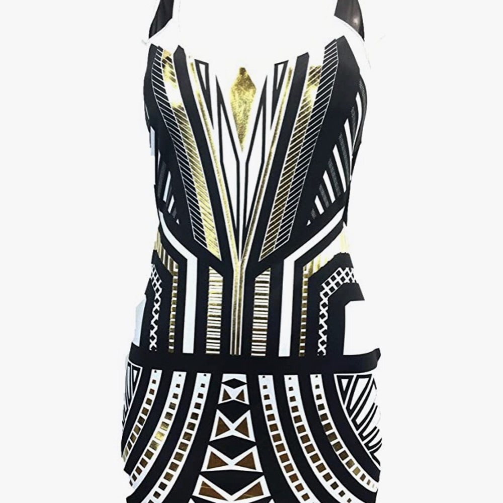 👗 2B Bebe Tribal Print Gold Accent Sleeveless